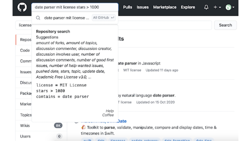 GitHub Natural Advanced Search - Chrome Extension