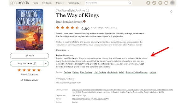 Goodreads Review Consensus - Chrome Extension