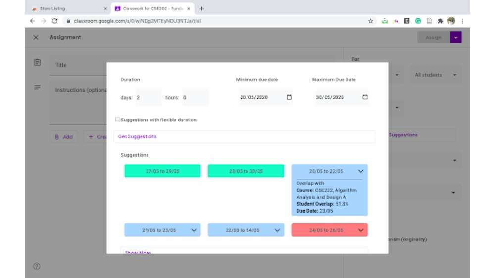 Google Classroom Assignment Scheduler Extension - Chrome Extension
