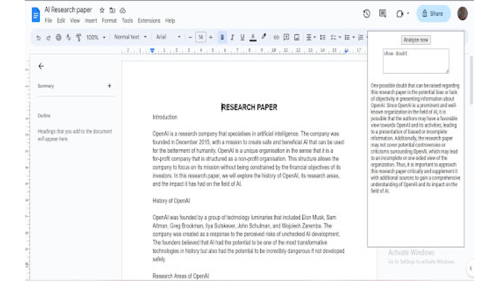 Google Documents Analyzer Extension - Chrome Extension