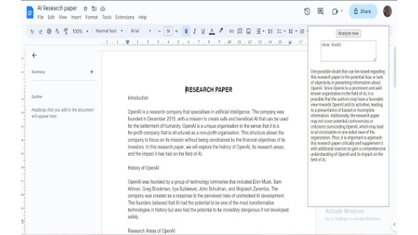 Google Documents Analyzer Extension - Chrome Extension