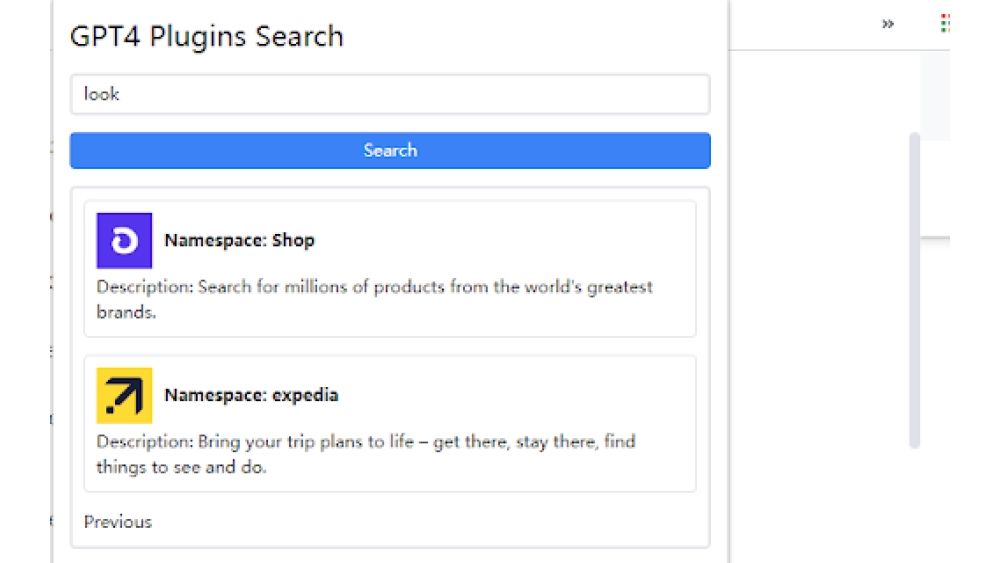 GPT4 Plugins Search - Chrome Extension