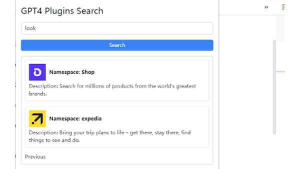 GPT4 Plugins Search - Chrome Extension