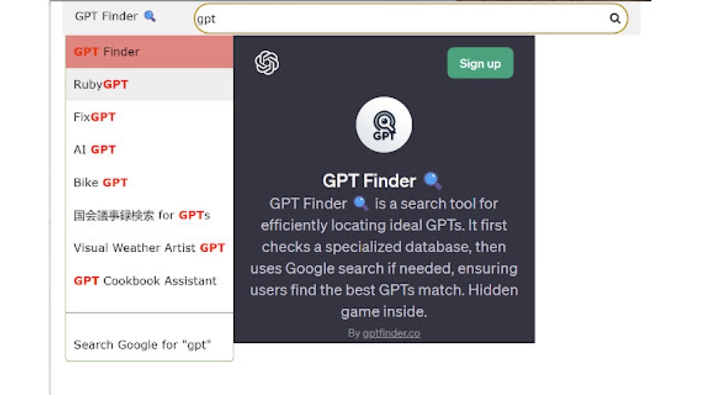 GPT Finder - GPT Search Engine - Chrome Extension