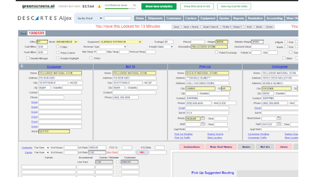 Greenscreens.ai TMS Supercharger for Aljex - Chrome Extension