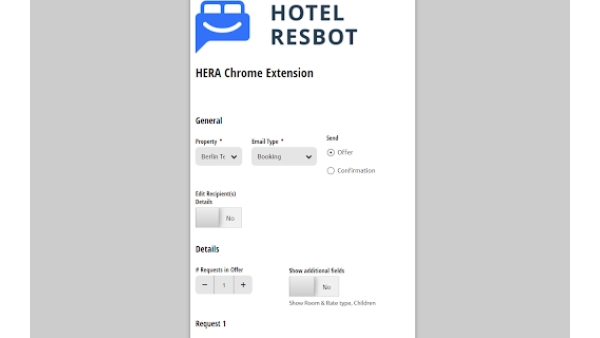 HERA, Your Hotel Email Reservation Assistant - Chrome Extension