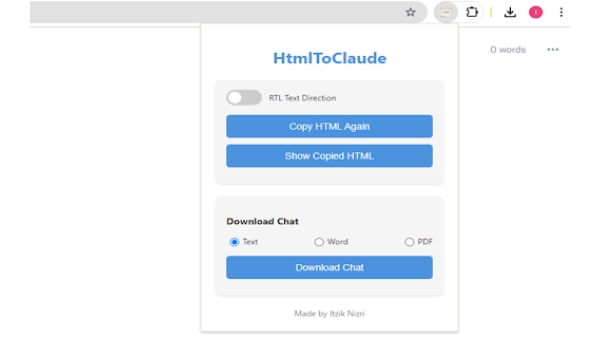 HtmlToClaude - Chrome Extension