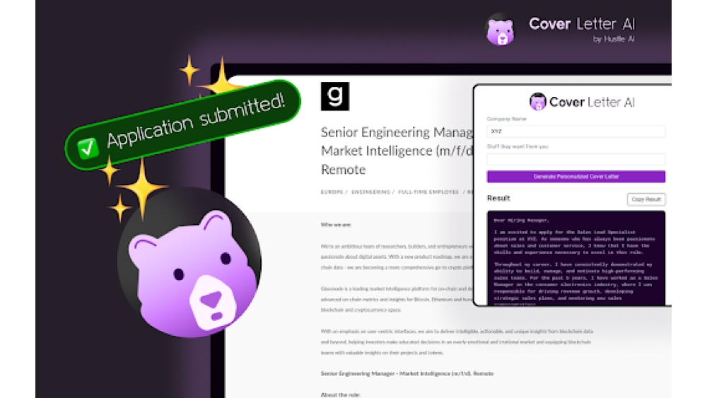 Hustle AI Cover Letter Generator - Chrome Extension
