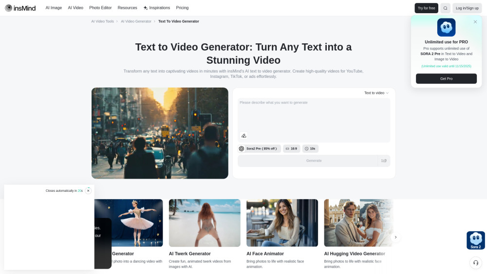insMind Text to Video Generator