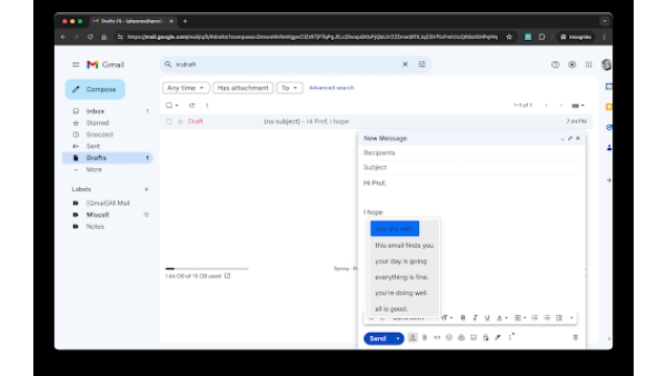 Intelligent Text Suggestions - Chrome Extension