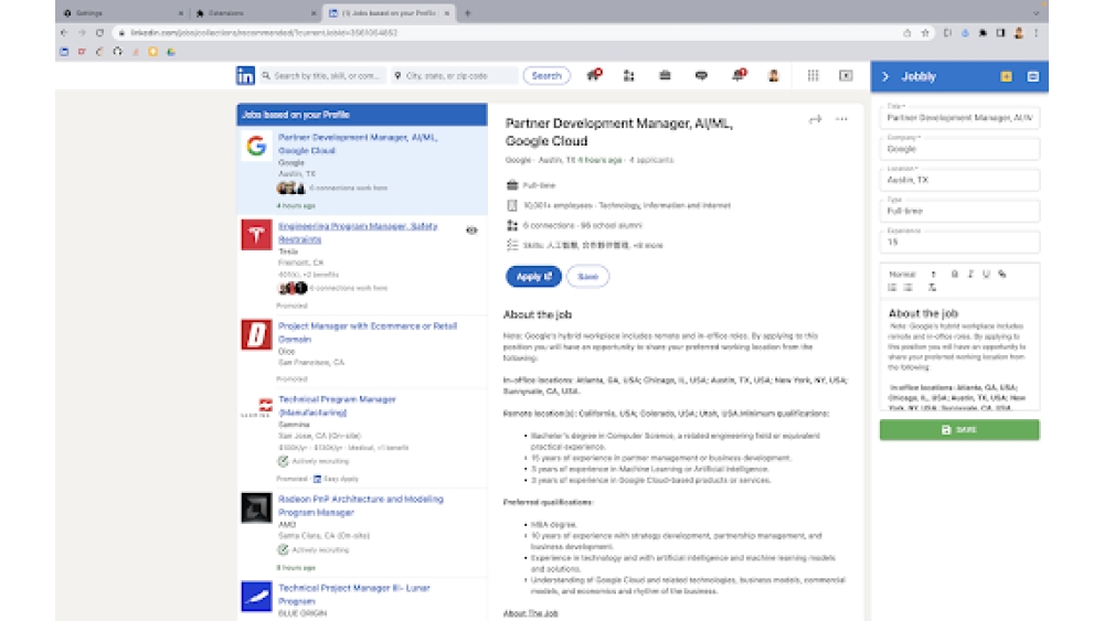 Jobbly - Chrome Extension