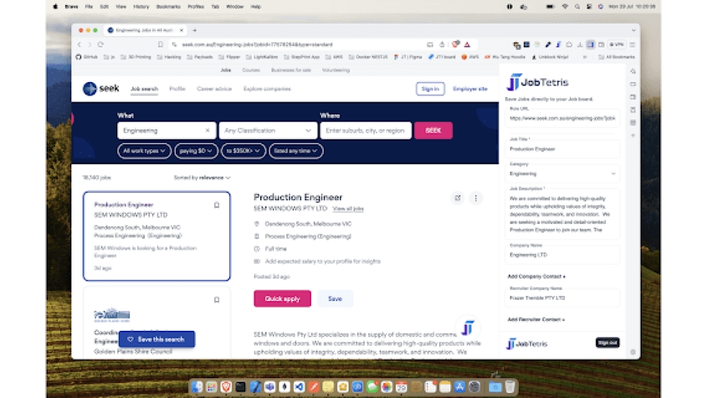 JobTetris - Chrome Extension