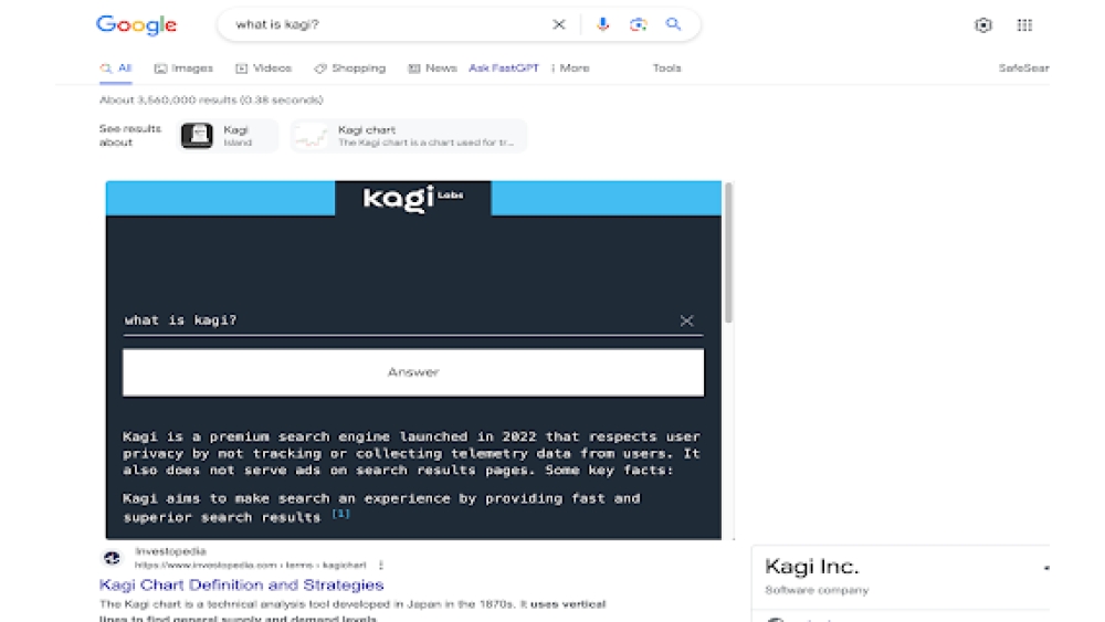 Kagi's FastGPT - Chrome Extension