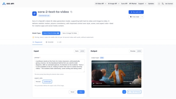 Kie.ai: Affordable and Stable Unofficial Sora 2 API for Text & Image to Video with Audio
