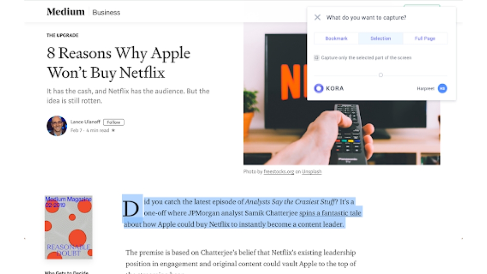 Kora Web Knowledge Capture - Chrome Extension