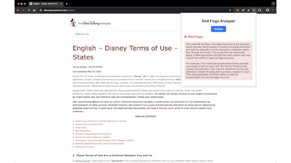 Legal RedFlag Detector - Chrome Extension