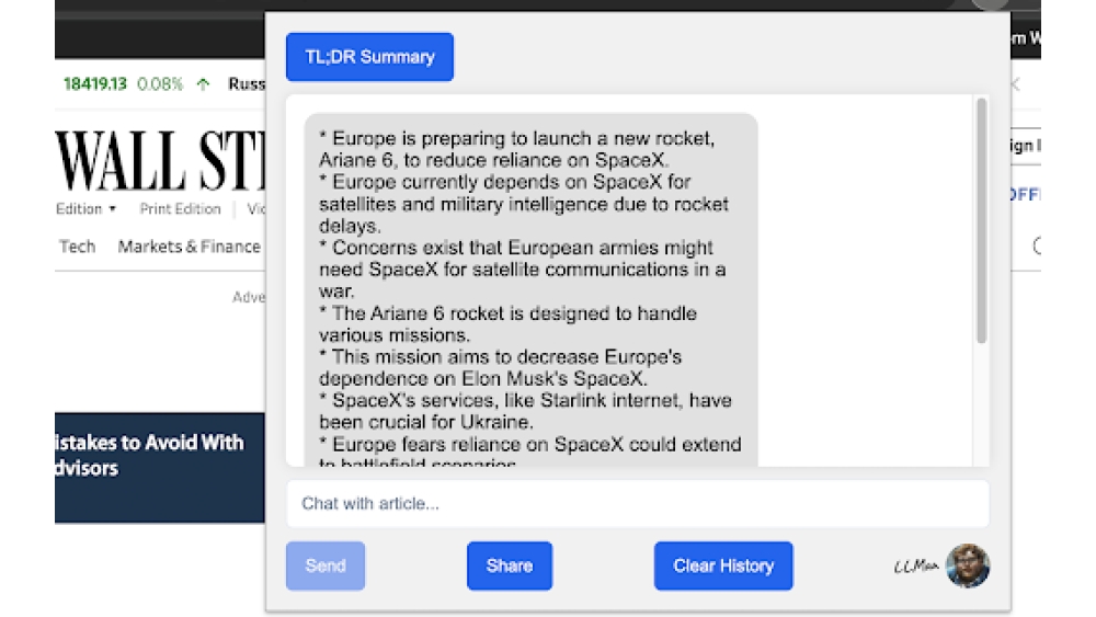 LLMan TL;DR - Chrome Extension
