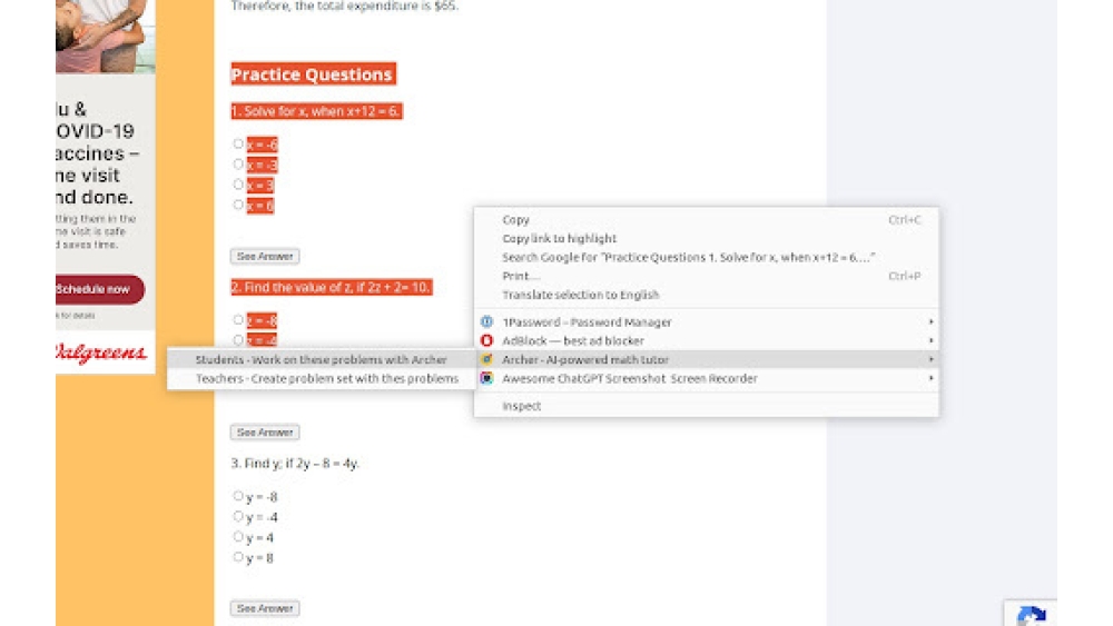 Math AI Tutor - Chrome Extension