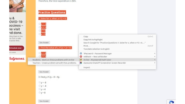 Math AI Tutor - Chrome Extension