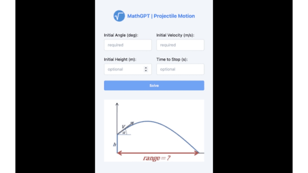 MathGPT Projectile Motion Calculator - Chrome Extension