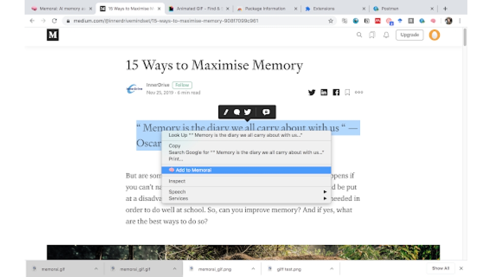 Memorai - Chrome Extension