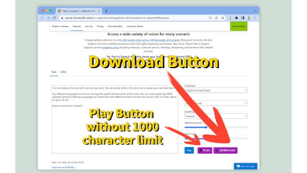 Microsoft™ Text to Speech - Chrome Extension