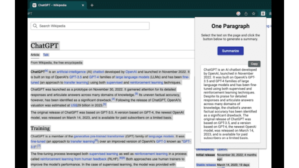 One Paragraph - Chrome Extension