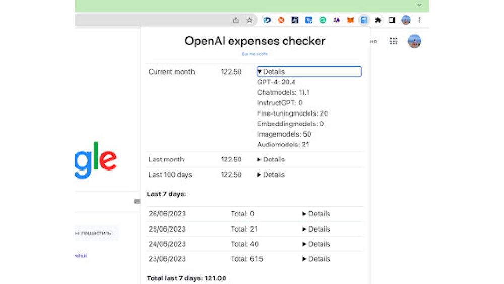 OpenAI Expenses Checker - Chrome Extension