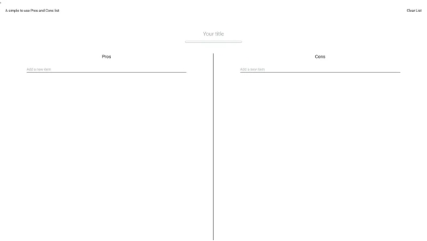 Pros and Cons List Tool