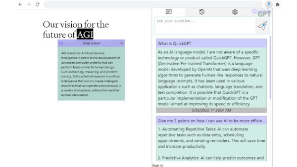 QuickGPT AI Assistant - Chrome Extension