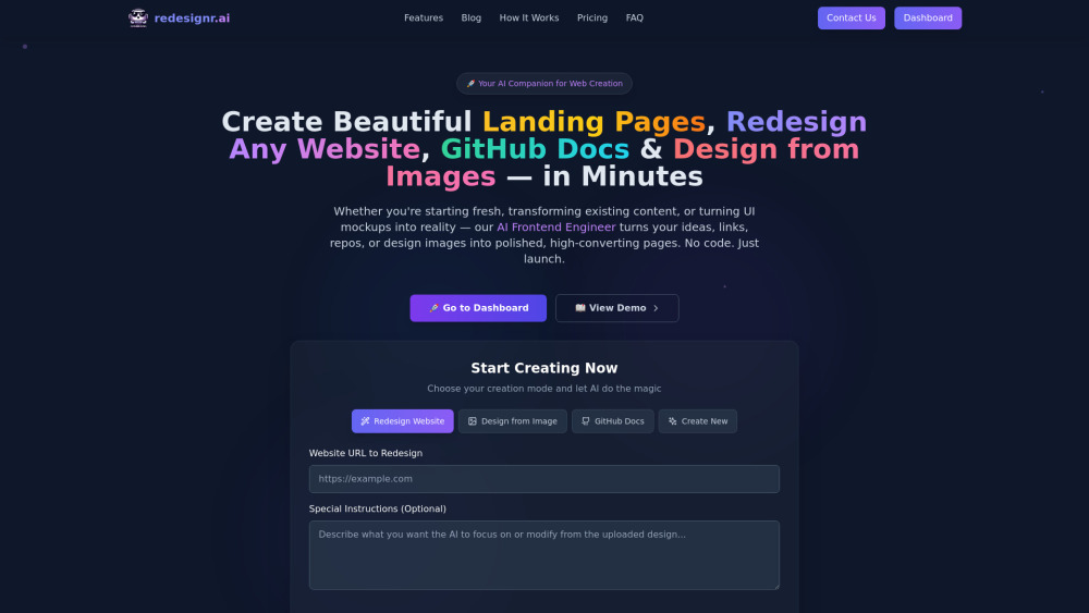 Redesignr Ai - landing page builder and website redesign