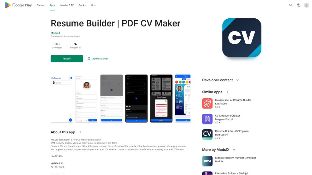 Resume Builder: PDF CV Maker