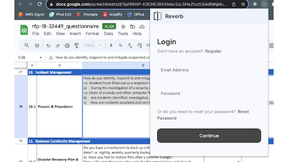 Reverb: AI-Powered Questionnaire Assistant - Chrome Extension
