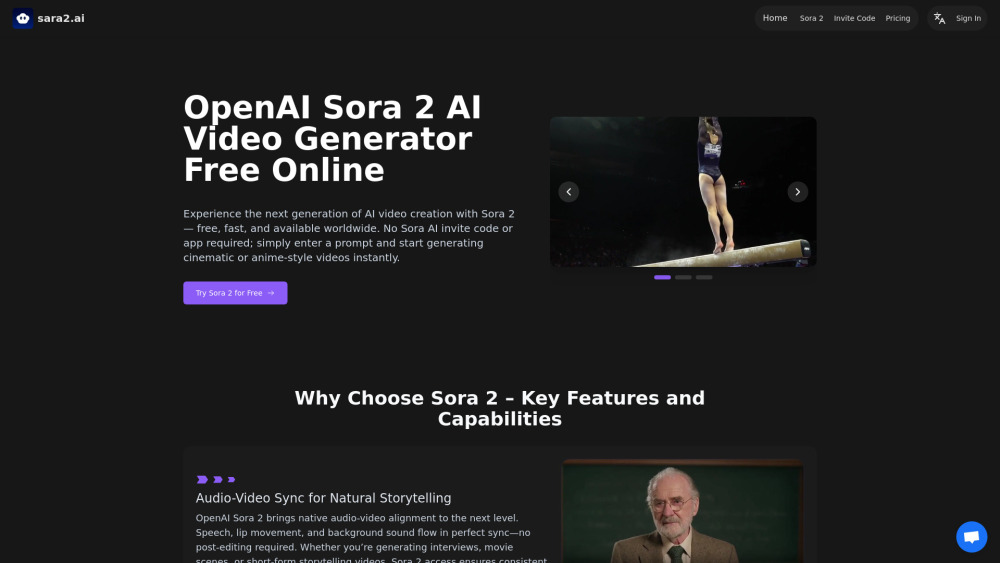 Sara2.ai：Free Sora 2 AI Video Generator Online
