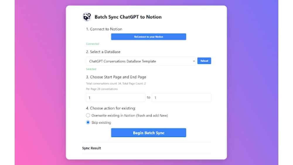 Save ChatGPT to Notion - Chrome Extension