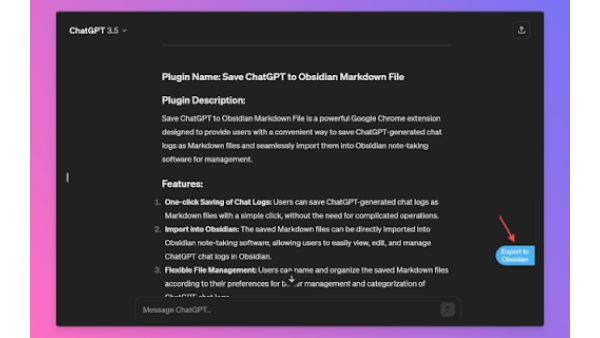 Save ChatGPT to Obsidian markdown file - Chrome Extension
