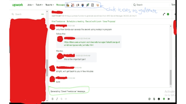 Saves time of conversing with freelancers with the help of Ai generated messages - Chrome Extension