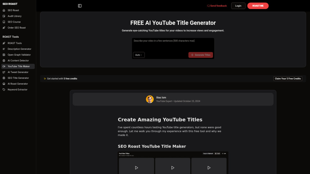 SEO Roast YouTube Title Maker