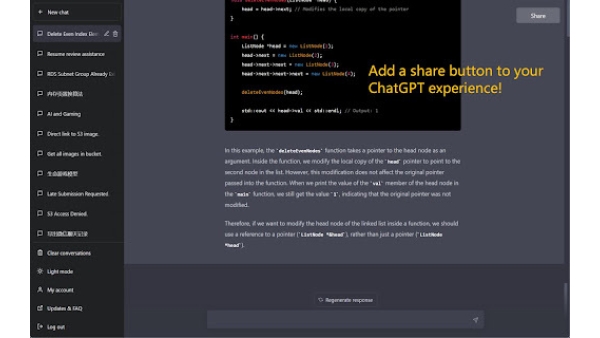 Share Button for ChatGPT - Chrome Extension