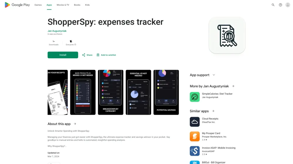 ShopperSpy AI spending tracker