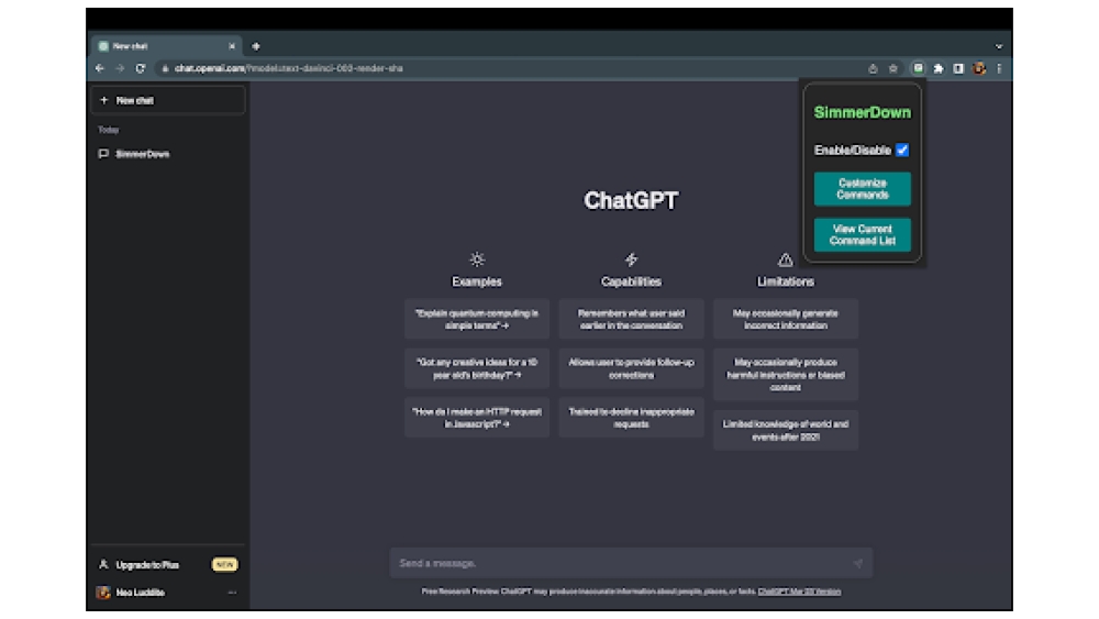 SimmerDown - Chrome Extension