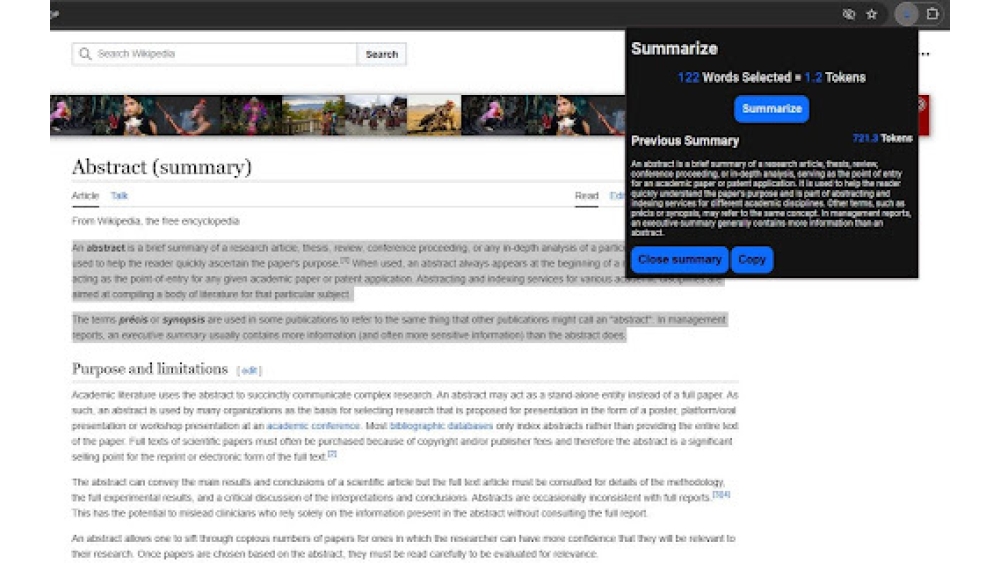 Simple Summary - Chrome Extension