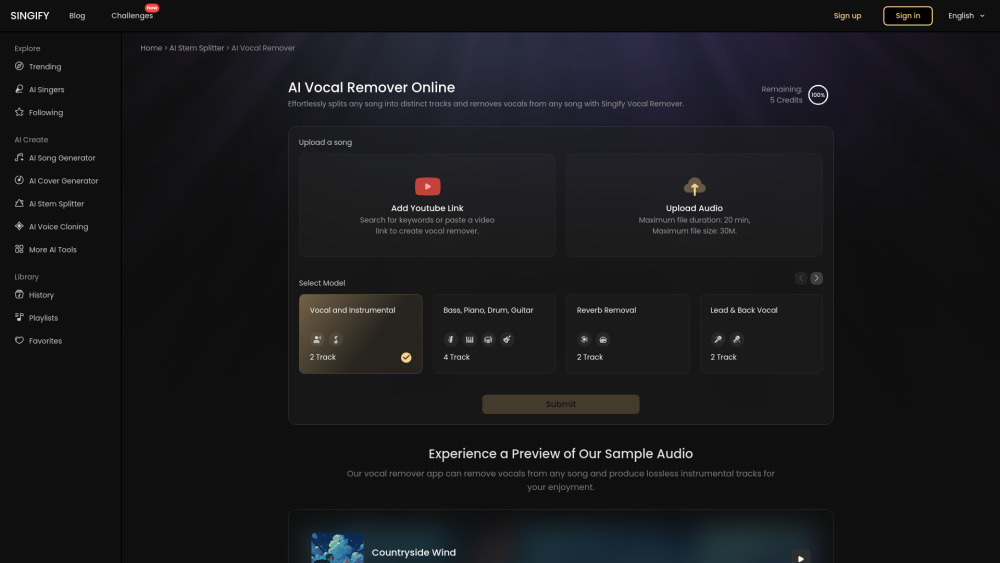 Singify Vocal Remover