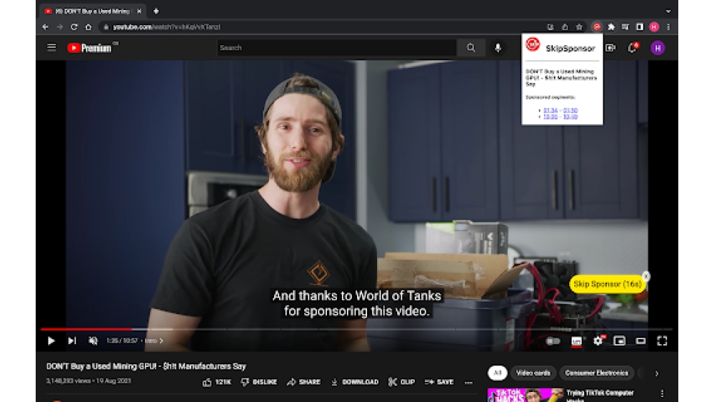SkipSponsor - Chrome Extension