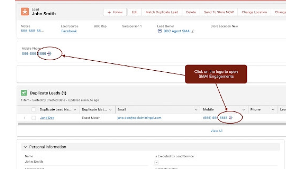 SMAI Click2Engage - Chrome Extension