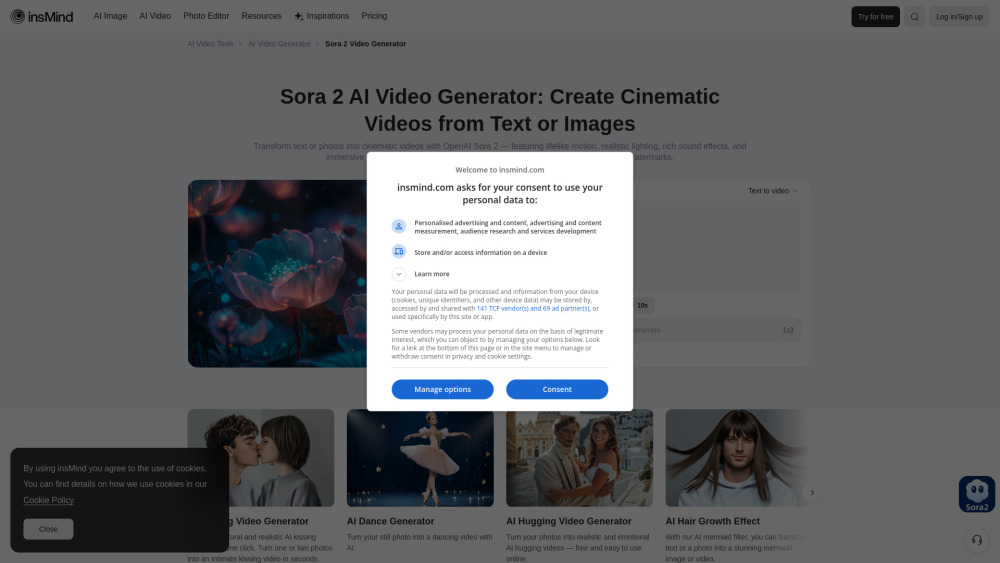 Sora 2 AI Video Generator – Text & Image to Video Online by insMind