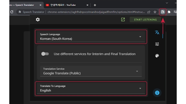Speech Recognition and Translation Extension - Chrome Extension