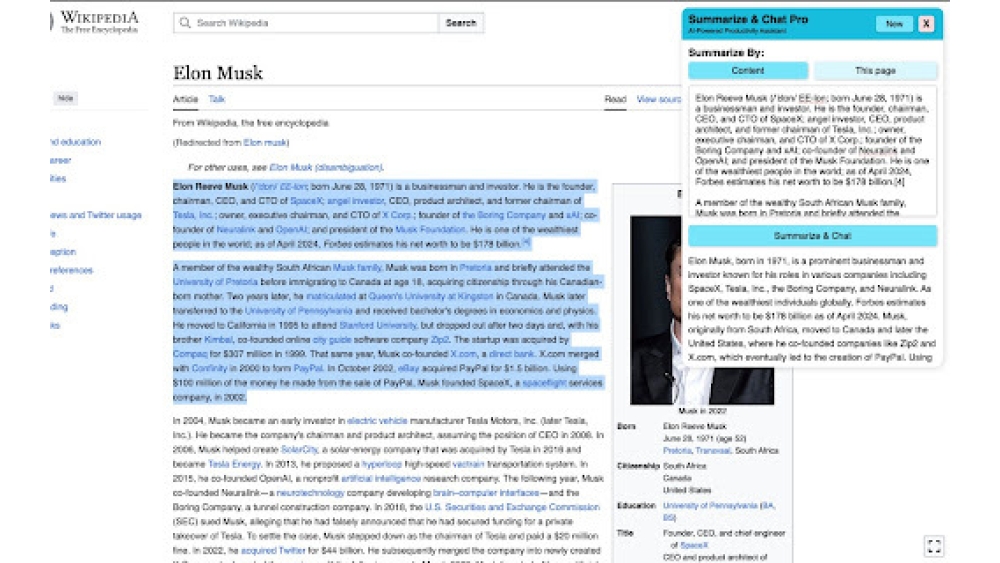 Summarize & Chat Pro - Chrome Extension