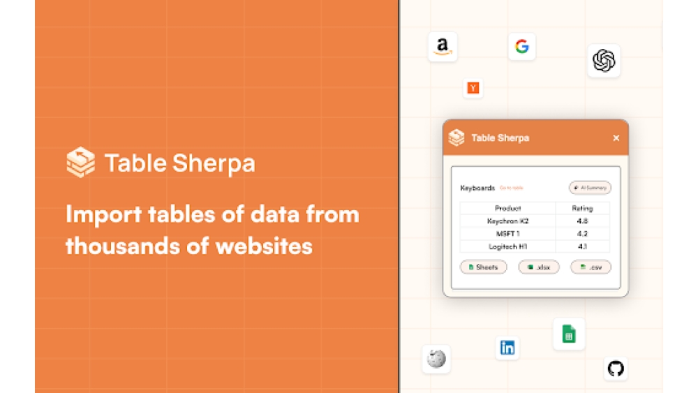 TableSherpa - Chrome Extension
