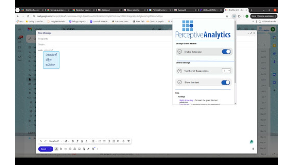 Telugu Autocomplete Assistant - Chrome Extension